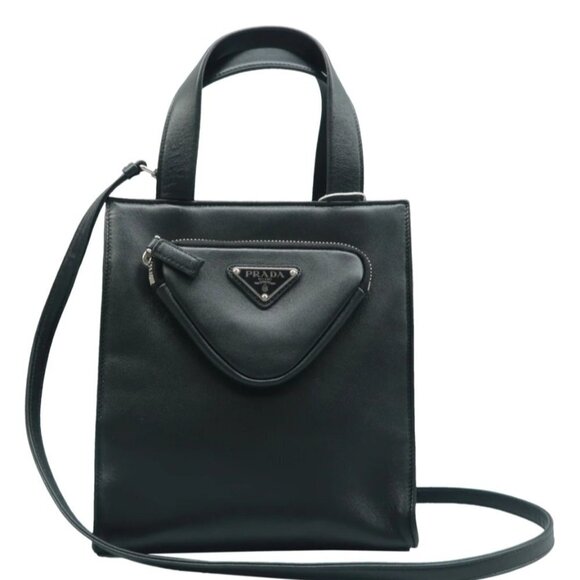 100% Authentic Prada Black Leather Satchel Bag - Picture 1 of 12